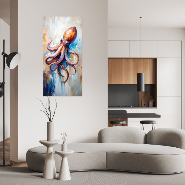 Plakat samoprzylepny do salonu Feeby Ośmiornica Owocze morza 40x80