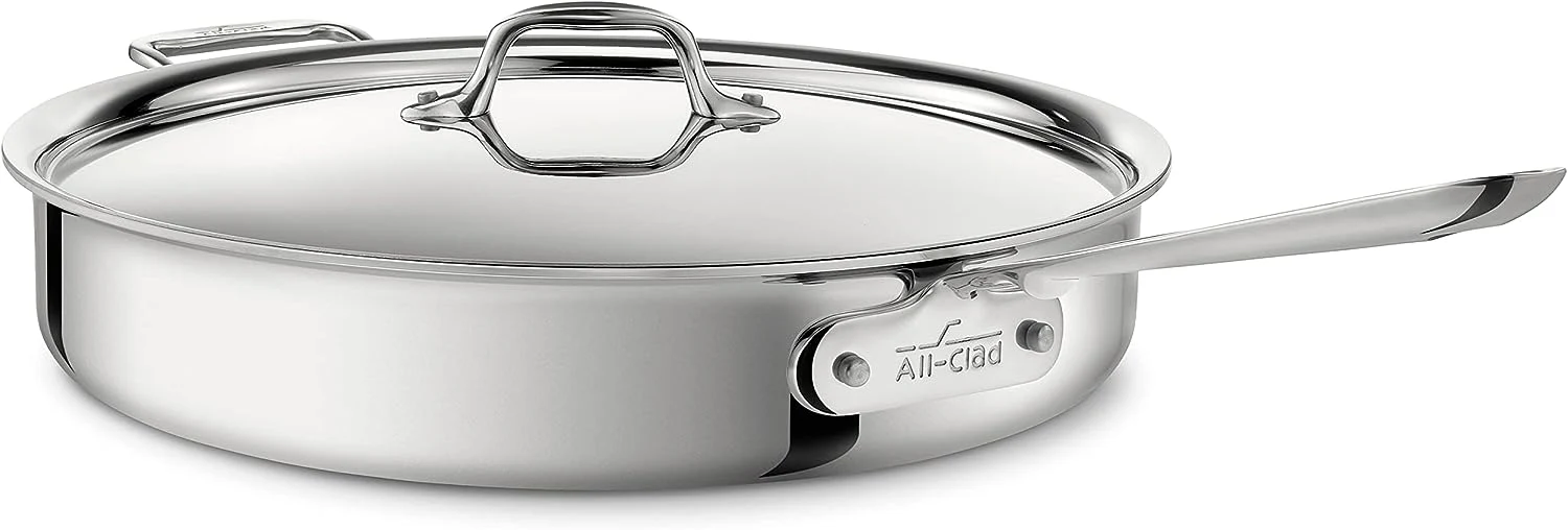 All-Clad D3 3-Ply Stainless Steel Saut�� Pan 6 Quart Induction Oven Broiler Safe 600F Pots and Pans, Cookware Silver(Silver/6-Quart)
