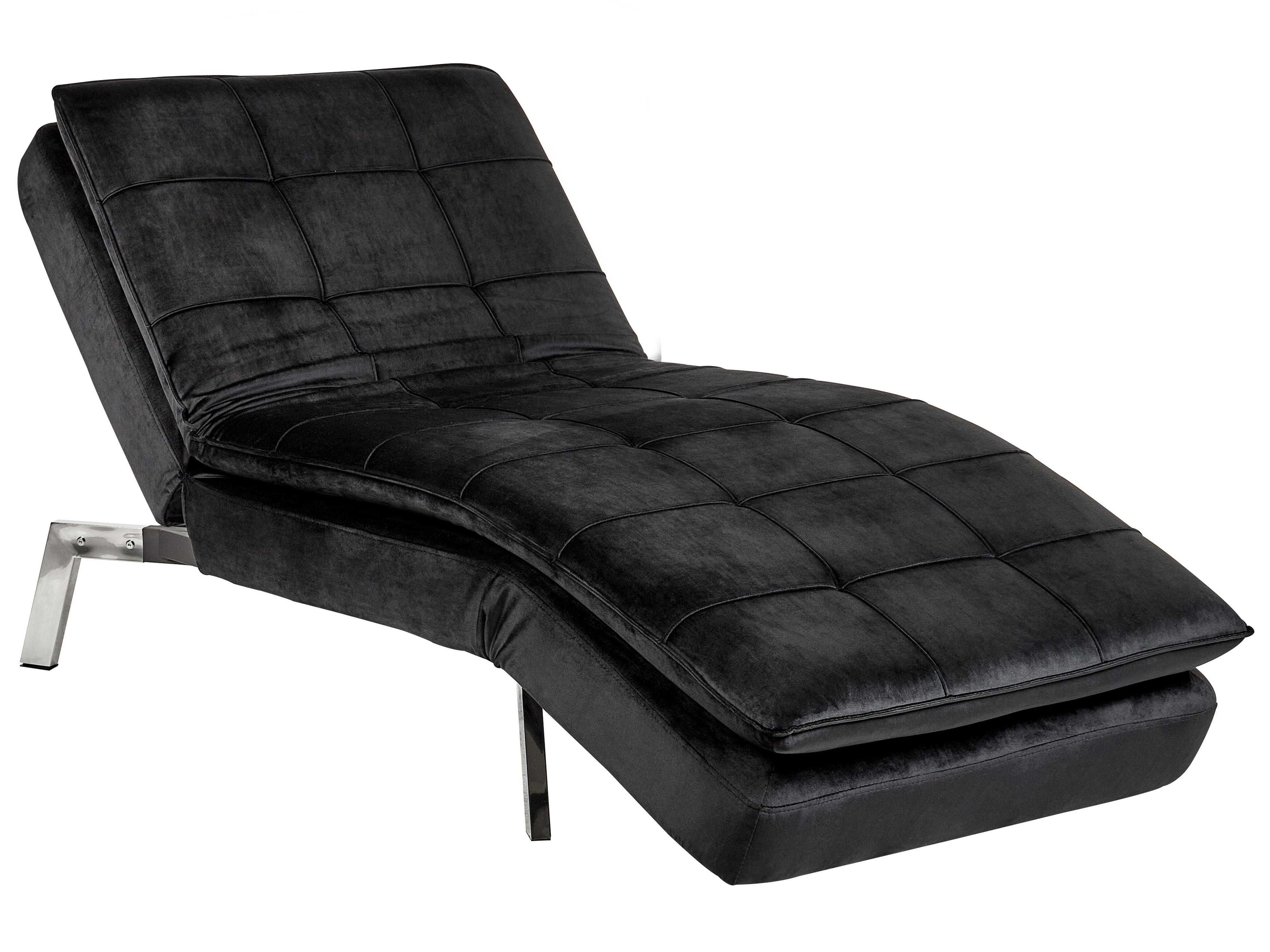 Chaise Longue LOIRET Velvet Black