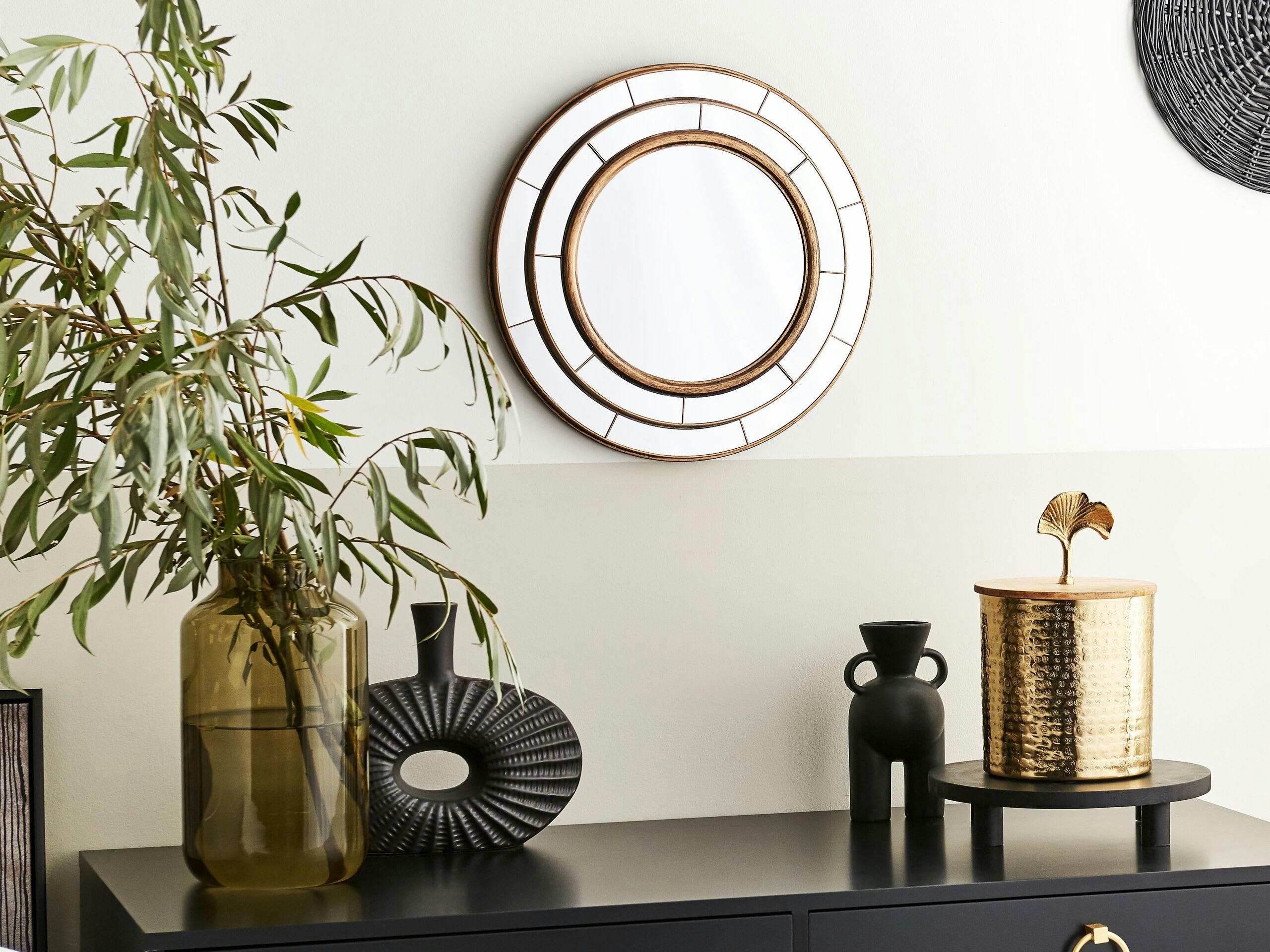 BELCHITE - Miroir en matériaux synthétiques doré 40x40