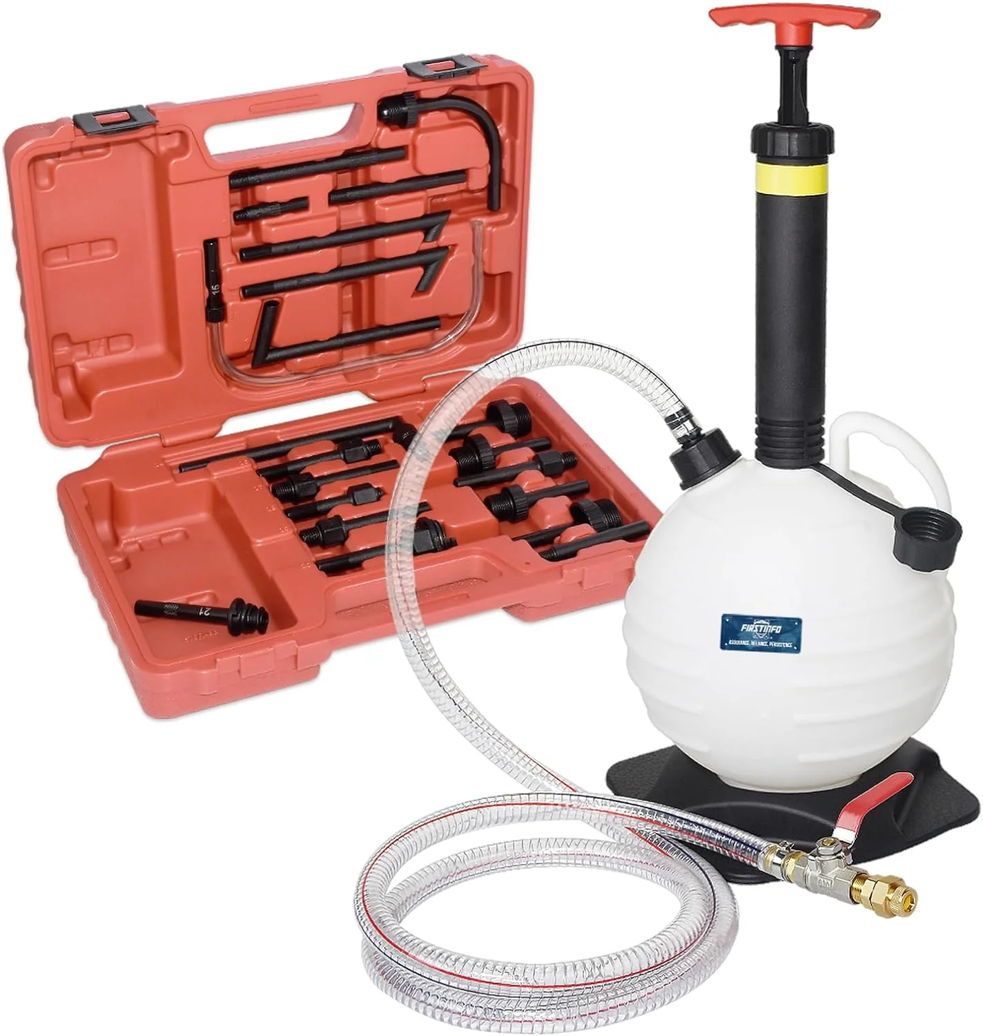 A1139HNUS Patented 12.5L Automatic Transmission Fluid Pump for ATF Filler System with 21 Pieces Taiwan-ATF Filling Adapters, Pneumatic and Manual Operation for Refilling Use(6 Liter / Manual)