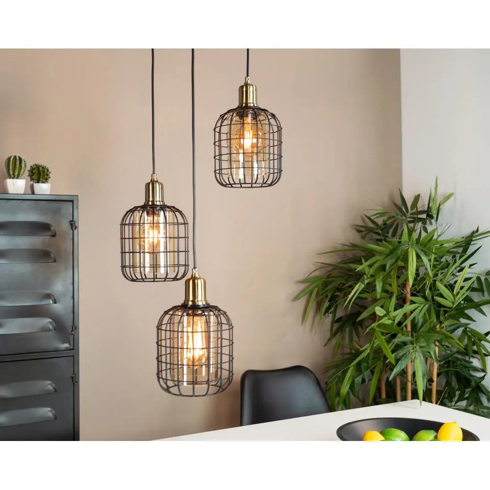 EGLOChisleHanglamp-E27-&Oslash;42,5cm-Glas - Zwart/Amber