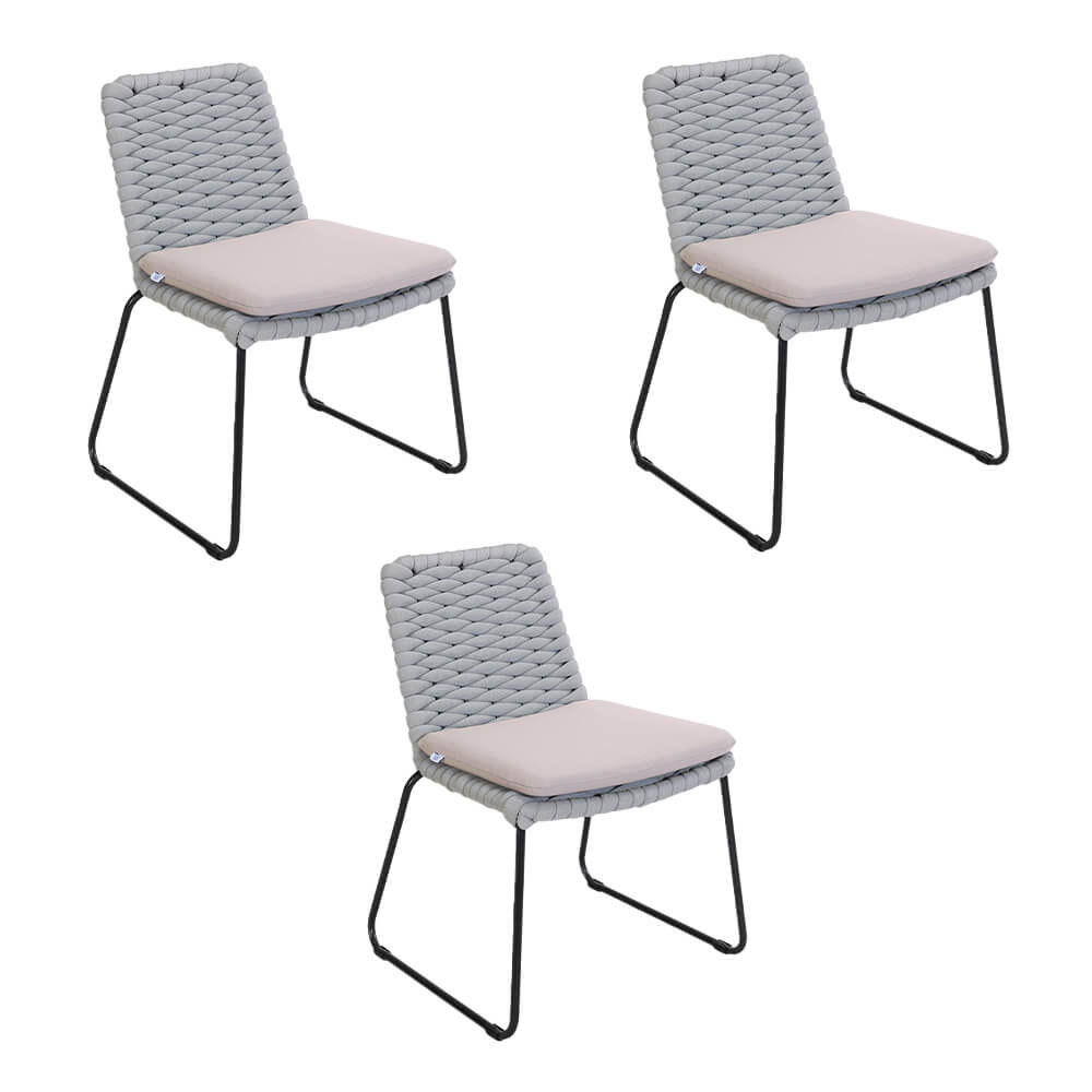 HOME DELUXE Tuinstoel gemaakt van touwvlecht BALERO lichtgrijs - aantal: 3