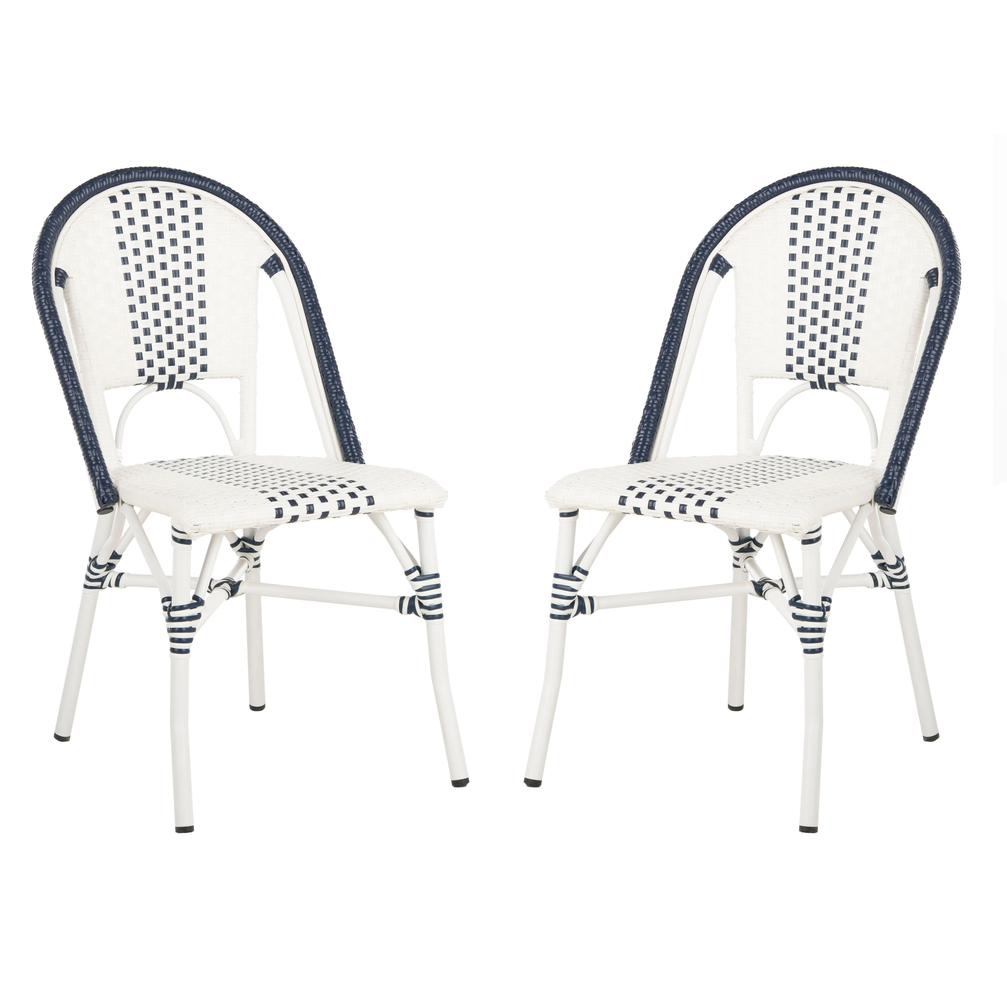 SAFAVIEH Outdoor Living Zoya Chair - Navy / White (Set of 2) - 18W x 22D x 35H