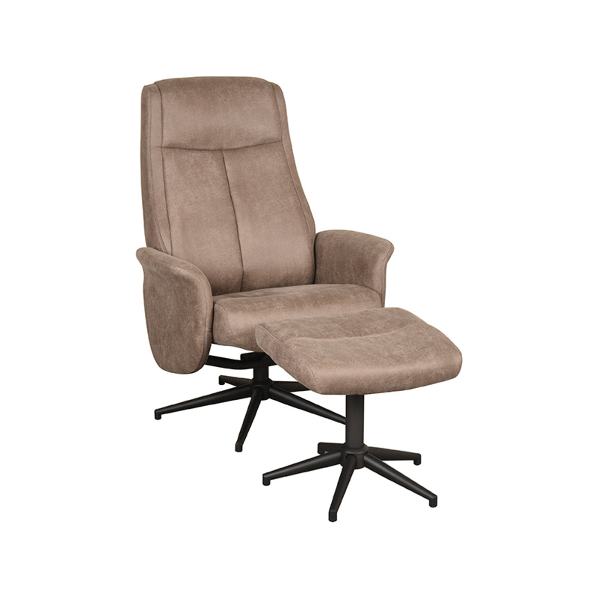 LABEL51 Relaxfauteuil Bergen - Taupe - Draaibaar - Incl. Hocker