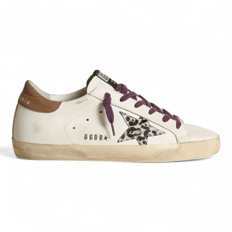 Super-Star with leopard pony skin star and brown nubuck heel tab