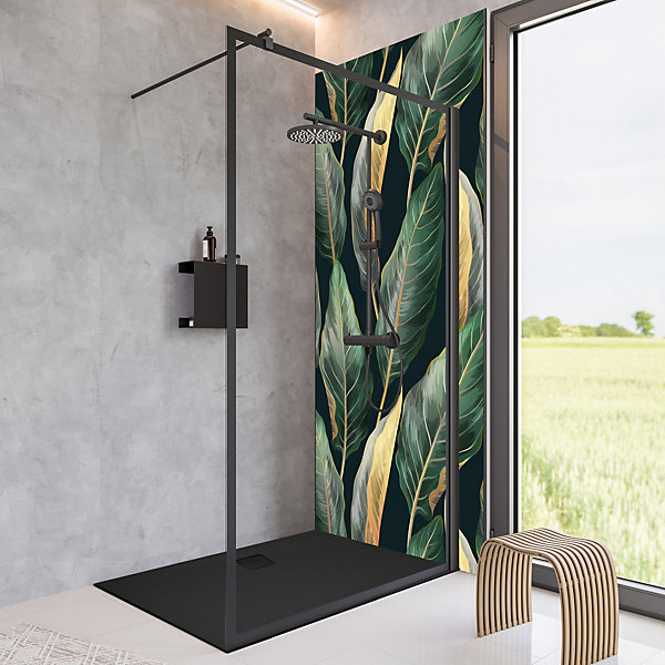 Paroi de douche à l'italienne transparente, profilé noir mat 100 cm, Schulte Impériale Contoura