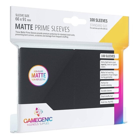 Gamegenic Black Matte Prime Card Sleeves 100 Pack