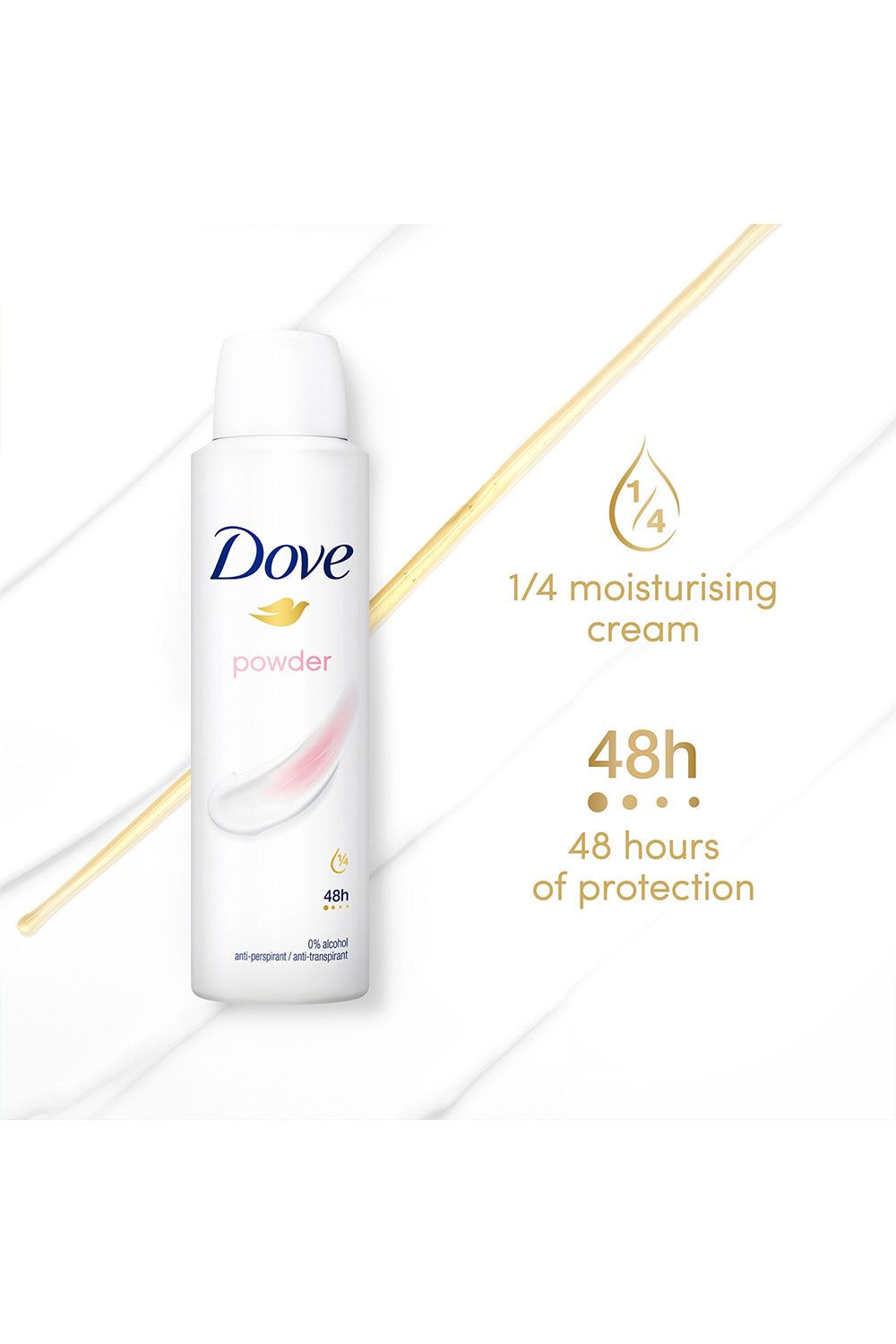 Dove Powder 'Antiperspirant' 48H Sweat Protection Deo for Women 200ml,3pk