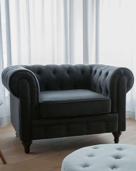 Fotel krzesło chesterfield retro grafitowy
