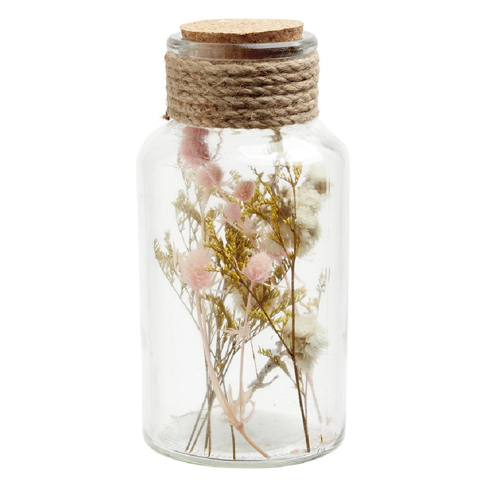 Bocal en verre intérieur fleurs séchées