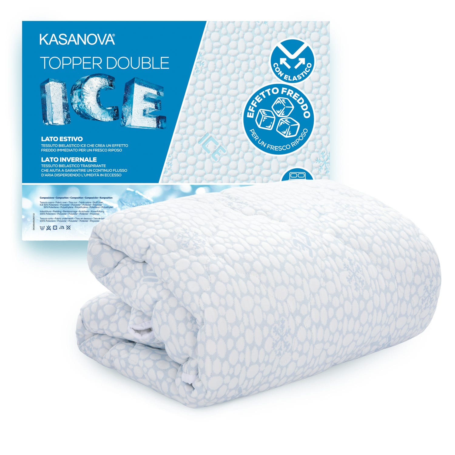 Topper matrimoniale fibra Ice effetto rinfrescante