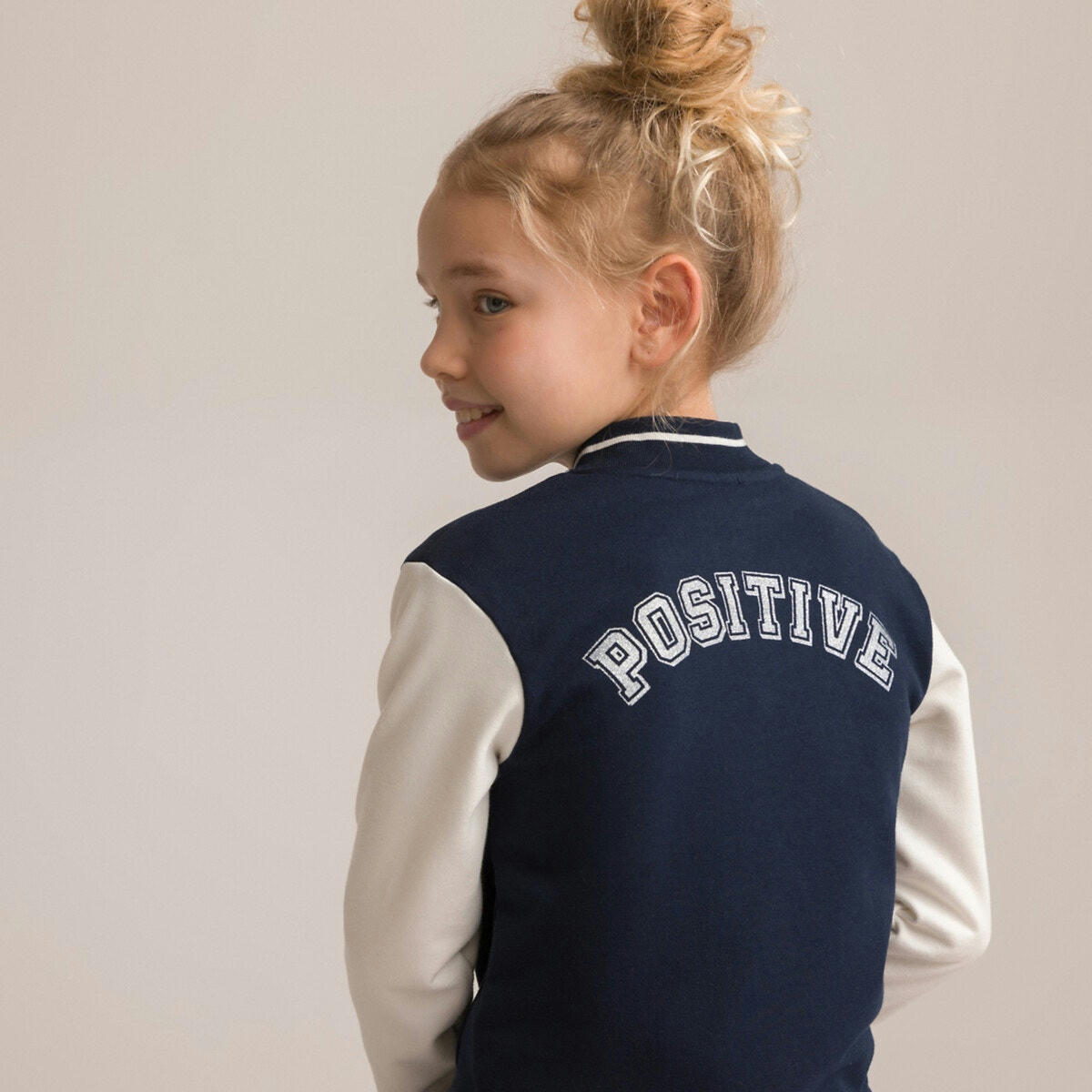 Veste esprit Teddy en molleton, texte imprimé dos