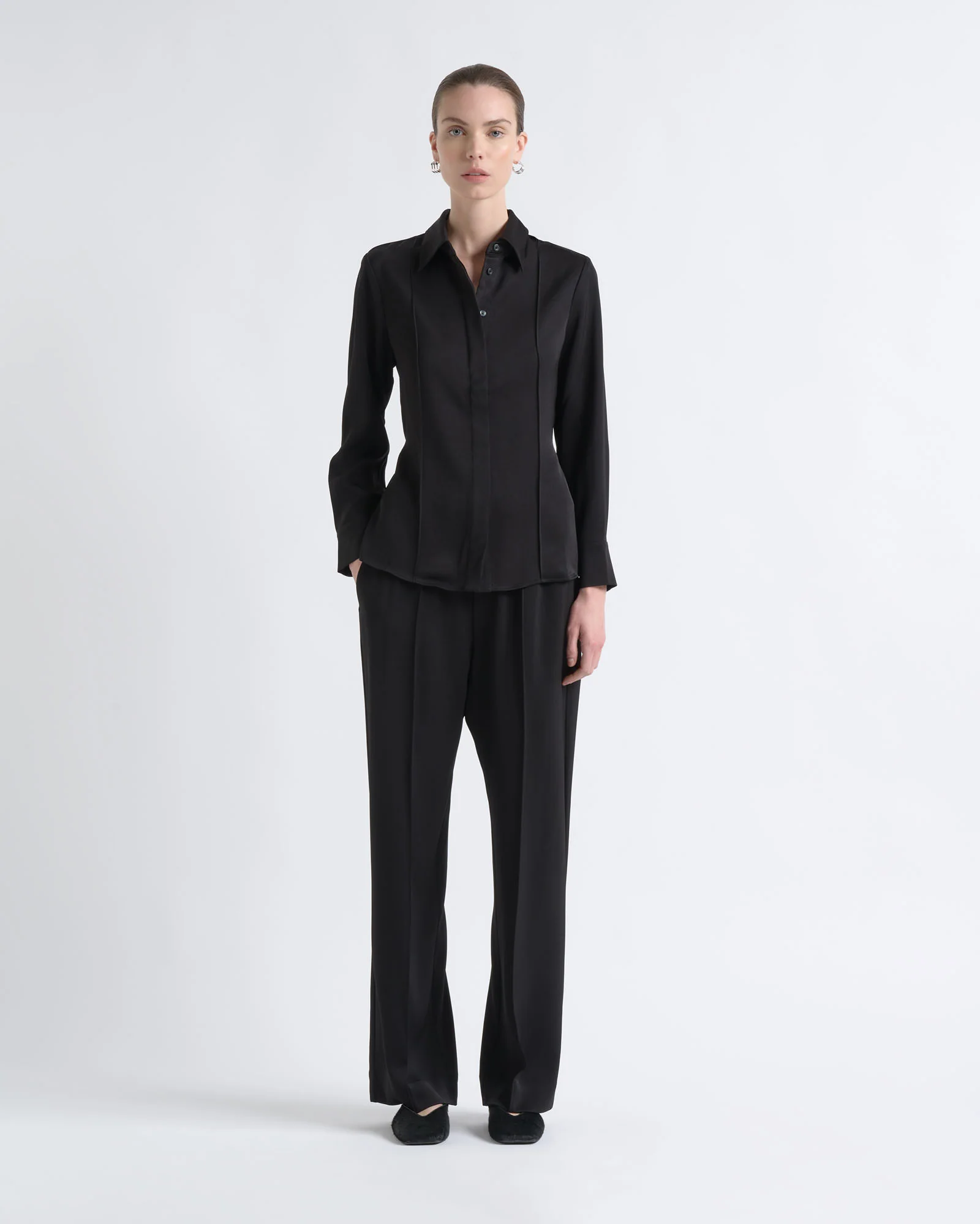 Satin Pin Tuck Shirt
