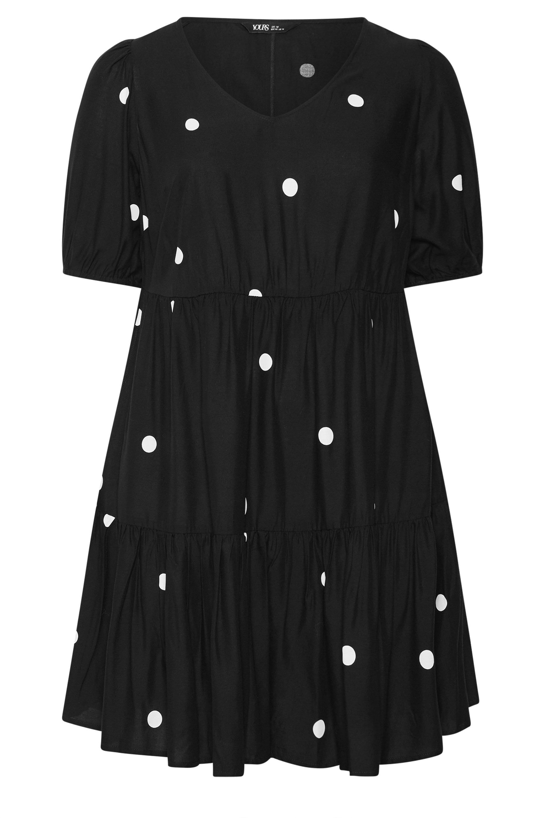 Yours Polka Dot Tiered Smock Dress