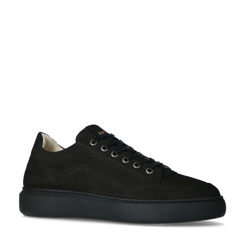 Manfield Zwarte nubuck sneakers