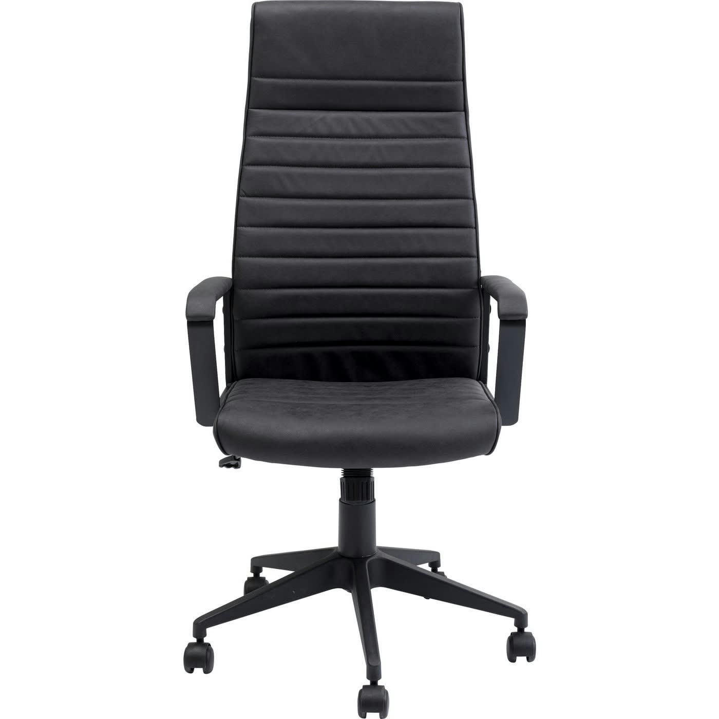 LABORA - Chaise de bureau pivotante réglable à roulettes noire haute