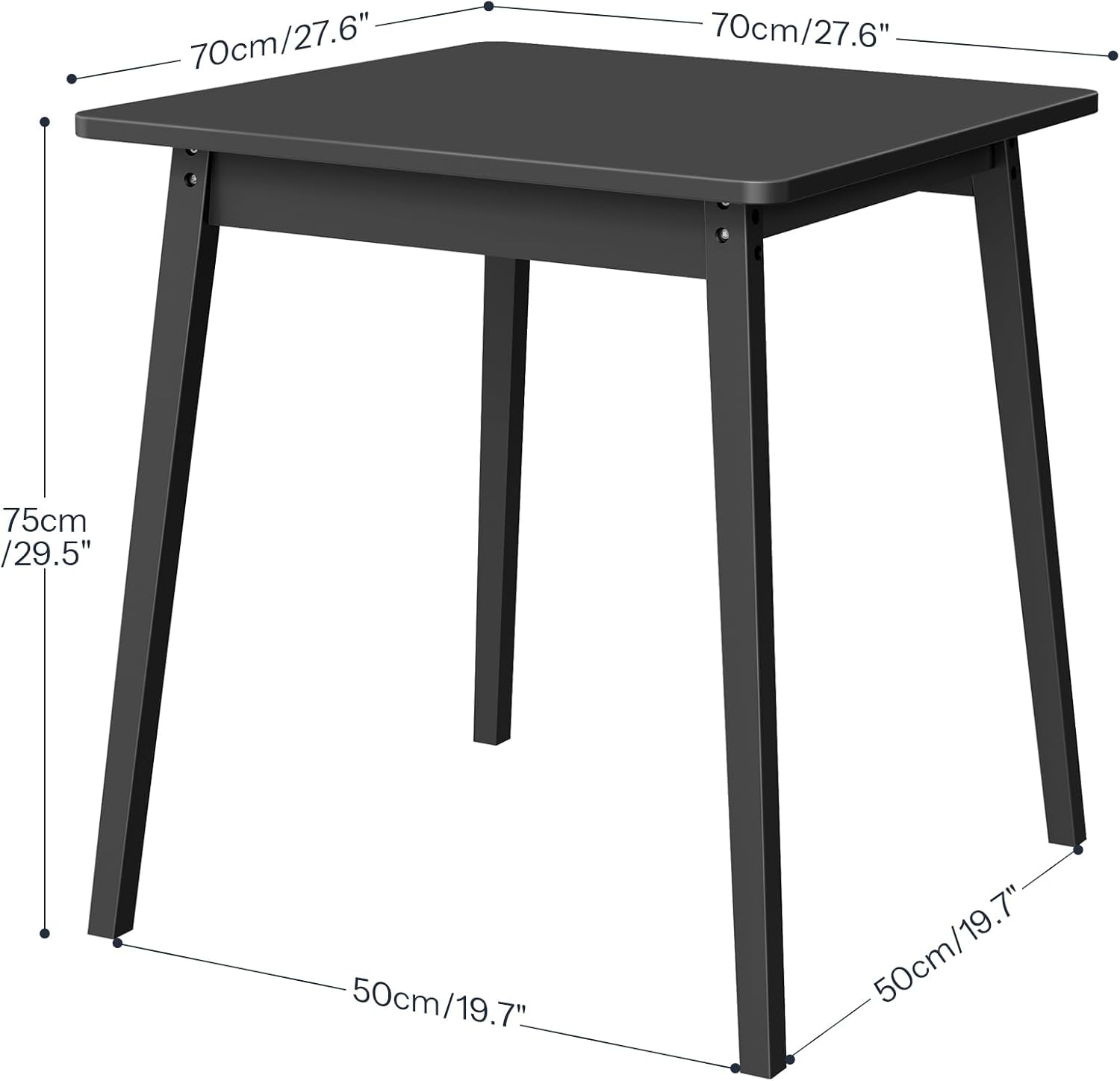 HOOBRO Bamboo Dining Table, Square Dining Table for 2, 27.6 Kitchen Table for Small Space, Writing Table, Easy to Assemble, for Dining Room, Living Room, Office, Kitchen, Apartment, Black BK70CZ01G1