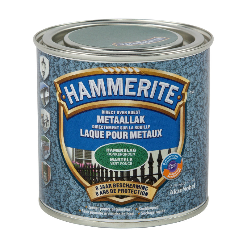 Laque antirouille pour métaux martelés vert foncé 0,25 L HAMMERITE