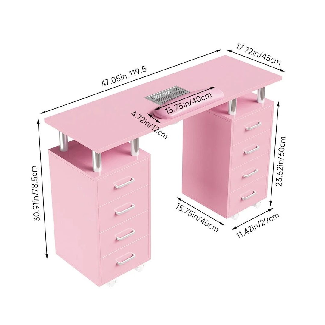 Kelvenix Pink Mobile Manicure Table Nail Station
