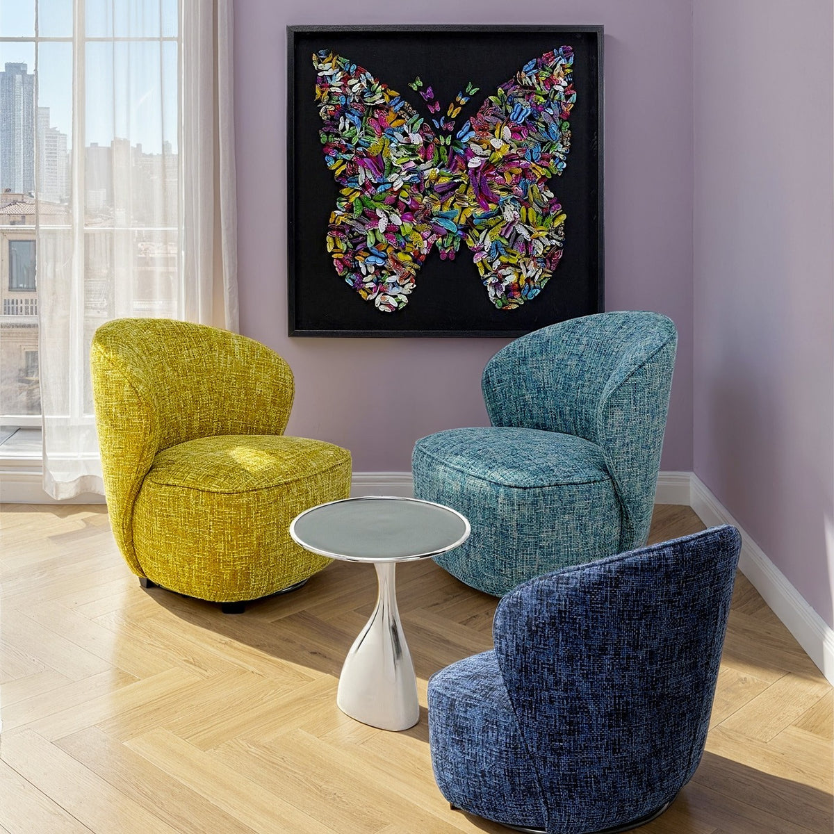 Kare Design Draaifauteuil Ellie geel