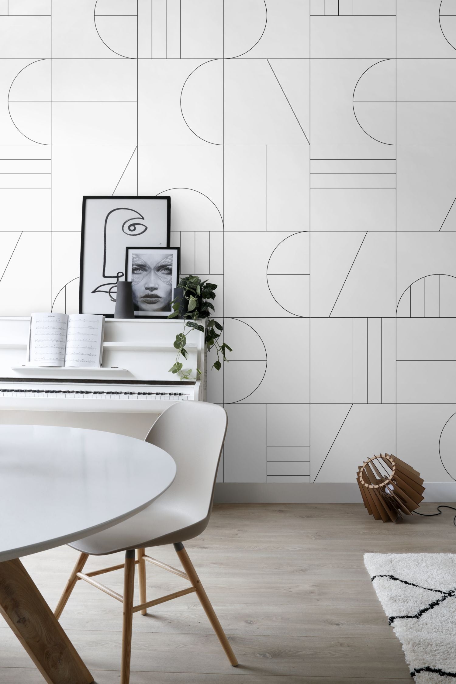 ESTAhome fotobehang art deco motief wit en zwart - 200 x 300 cm - 158938
