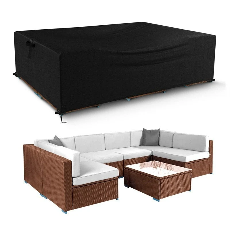 Black 420D Furniture Cover Outdoor Couch Table Furniture Cover