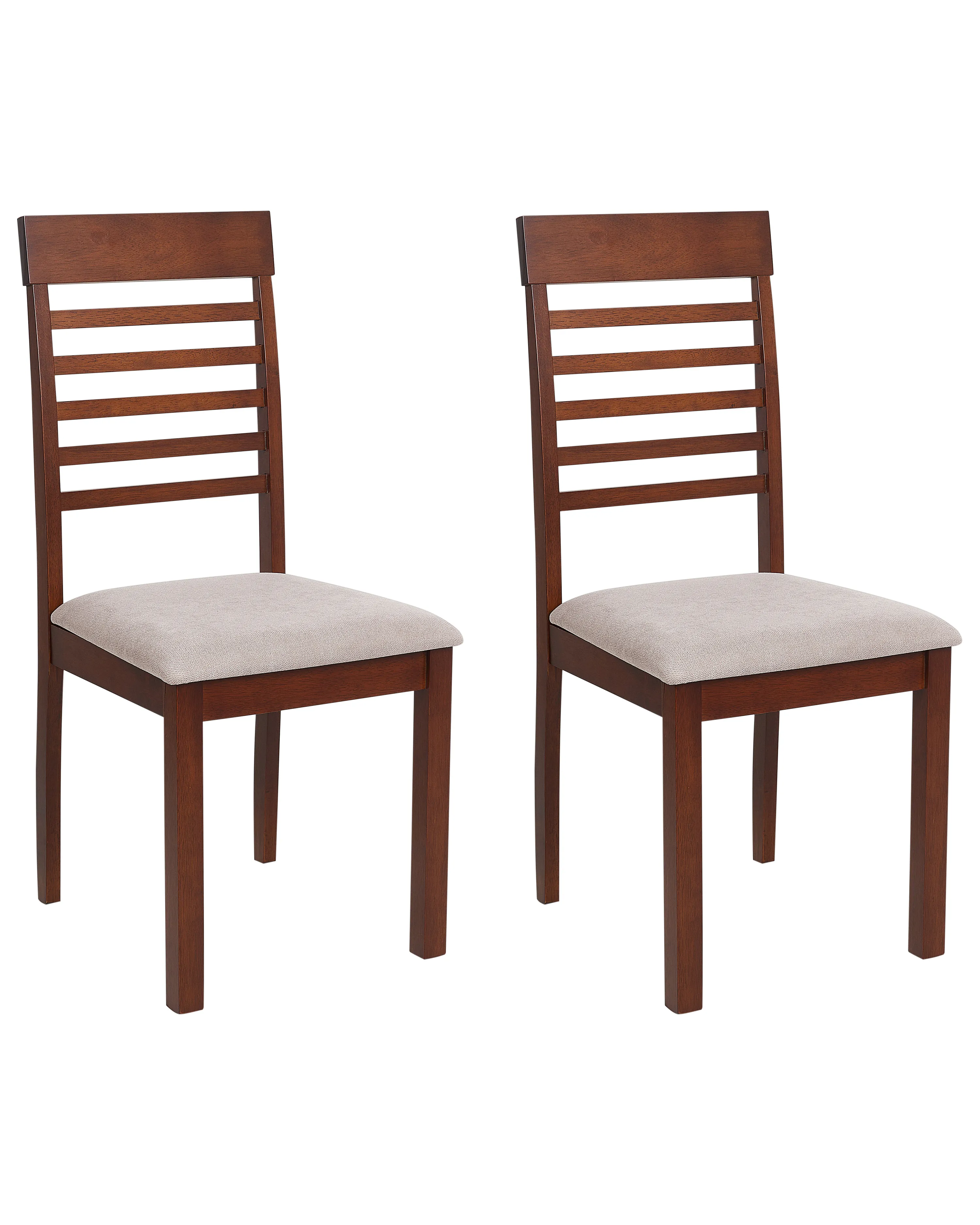 Set of 2 Dining Chairs ORTLEY Wood Dark Brown/ Taupe