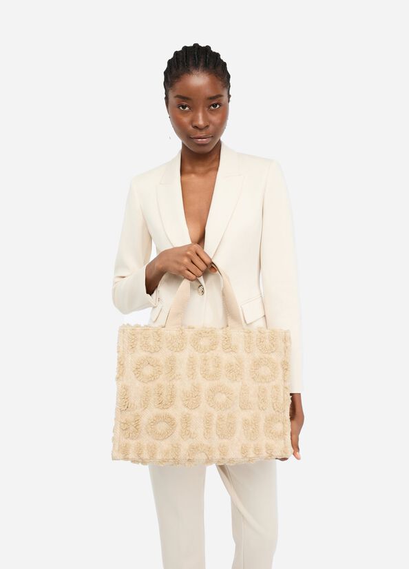 Shopping bag grande in misto lana