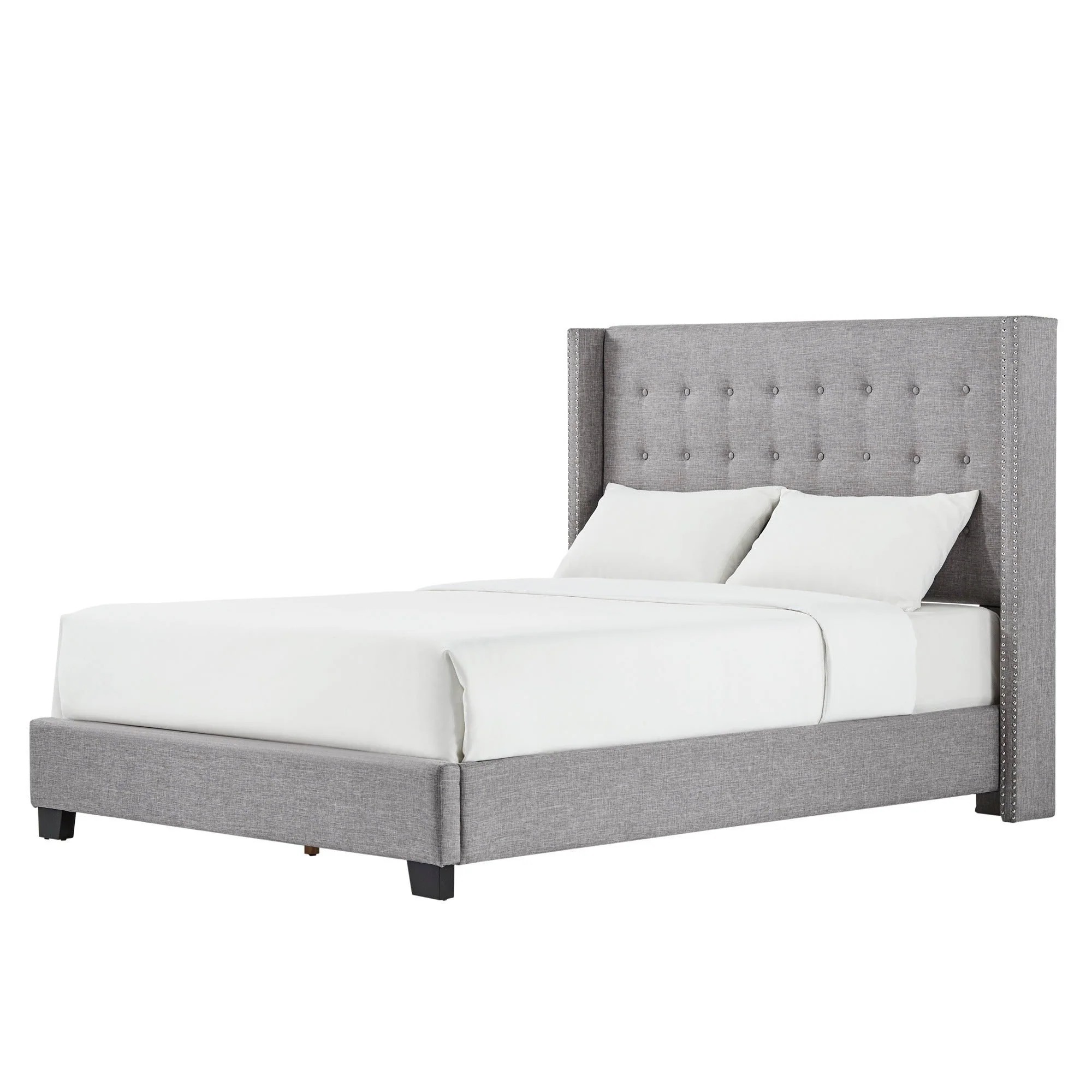 Melina Tufted Linen Wingback Platform Bed by iNSPIRE Q Bold