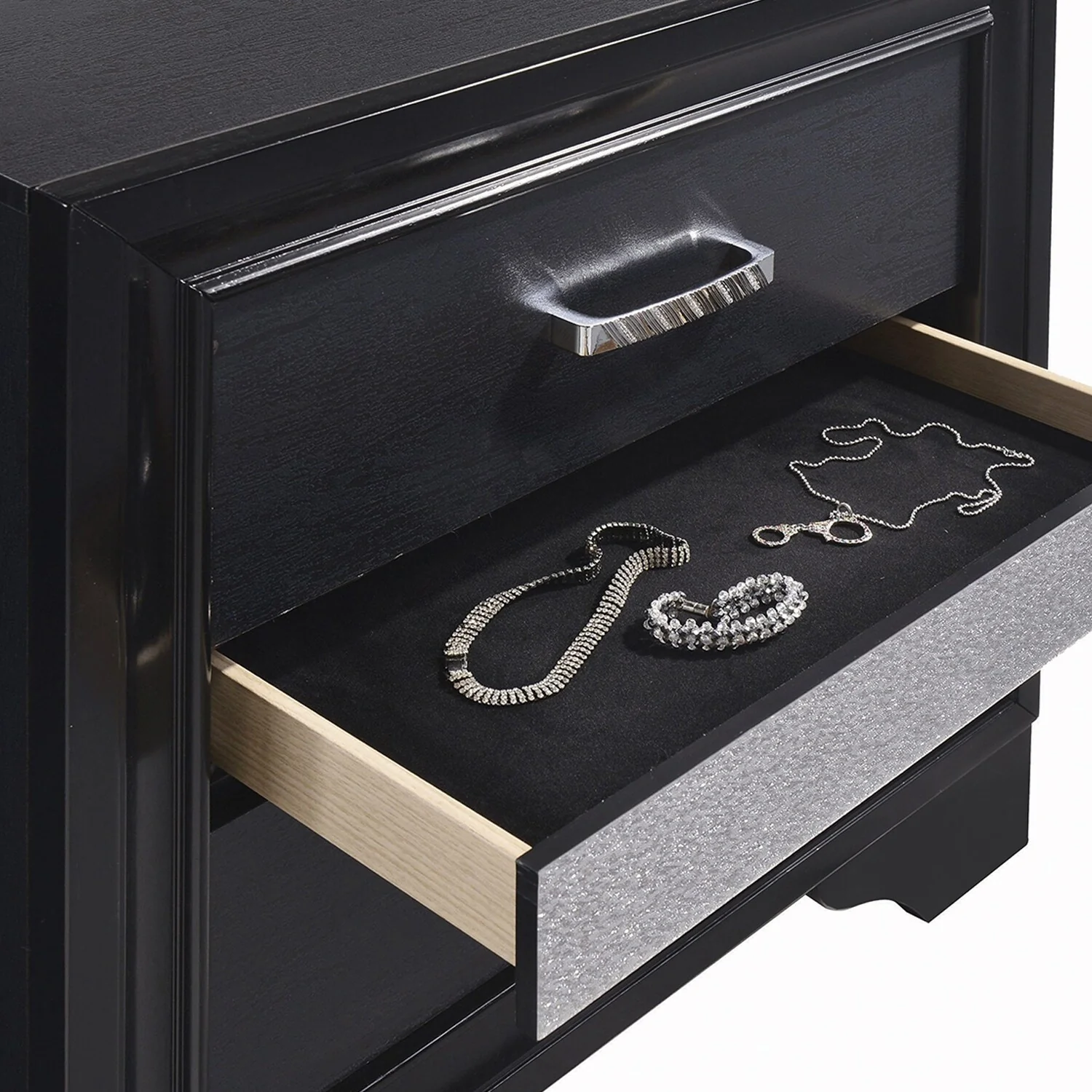 2 Drawers MDF Nightstand with 1 Jewelry Drawer