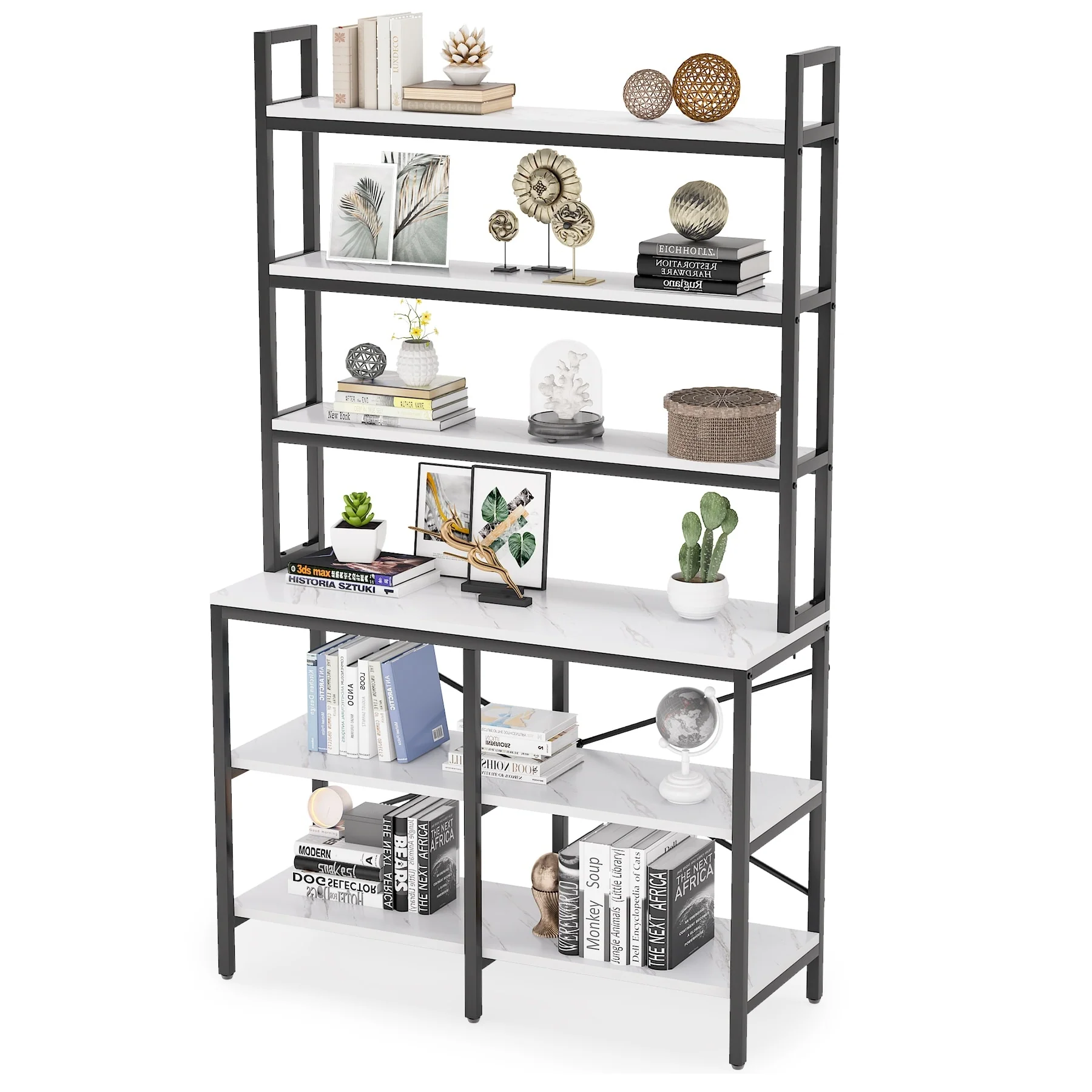 39” Bookshelf, 6-Tier Bookcase Storage Display Rack Standing Shelf