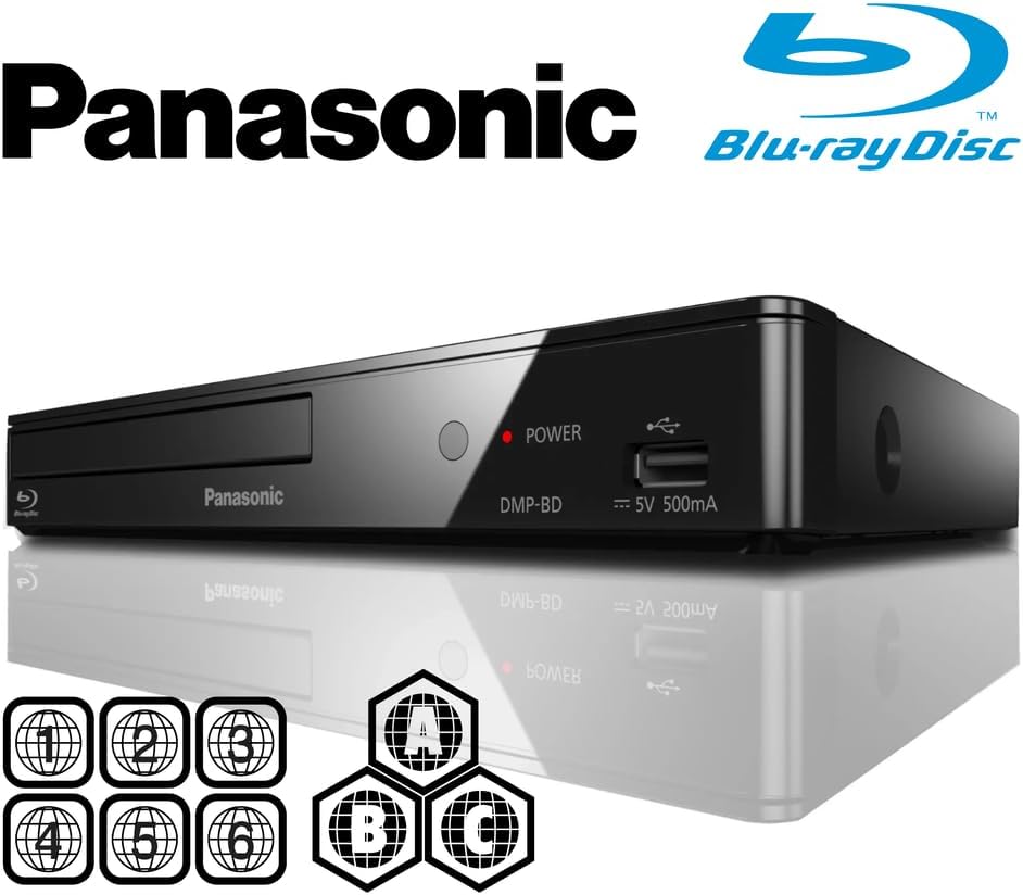 Region Free Blu-Ray Player Compatible with Panasonic DMP-BD Multi Region Code Free | Blu-Ray Regions A  B  C | DVD Regions 0-8 with Dynastar 6FT HDMI Bundle
