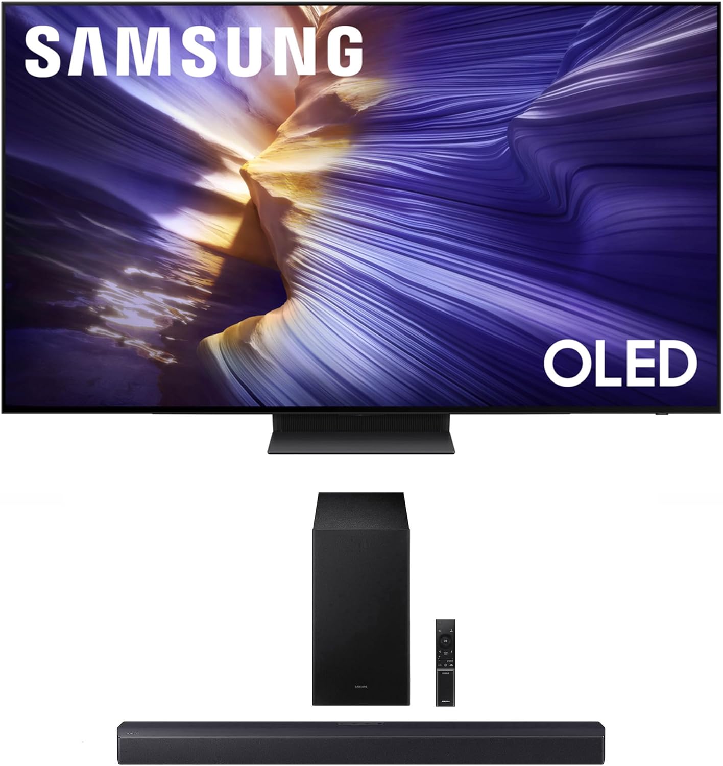 Samsung QN55S90FAFXZA 55 Inch 4K OLED Smart TV with a HW-B550F B-Series Soundbar 2.1 Ch and Subwoofer (2025)