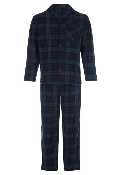 Mens Green Check Revere Pyjama Set