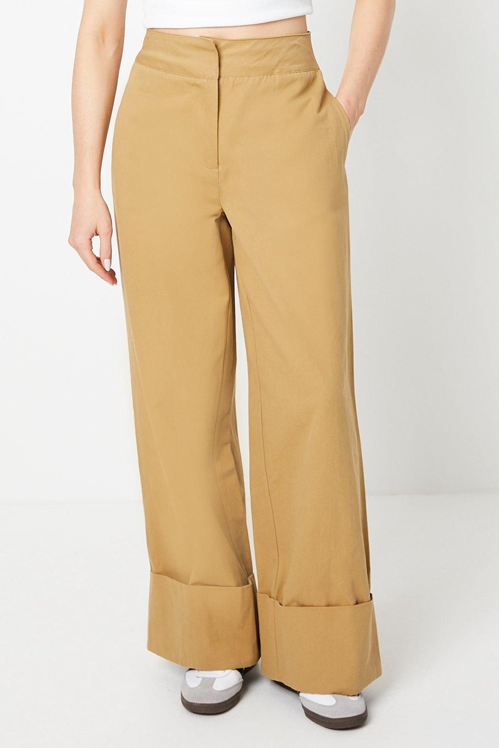 Oasis Twill Turn Up Hem Straight Leg Trouser