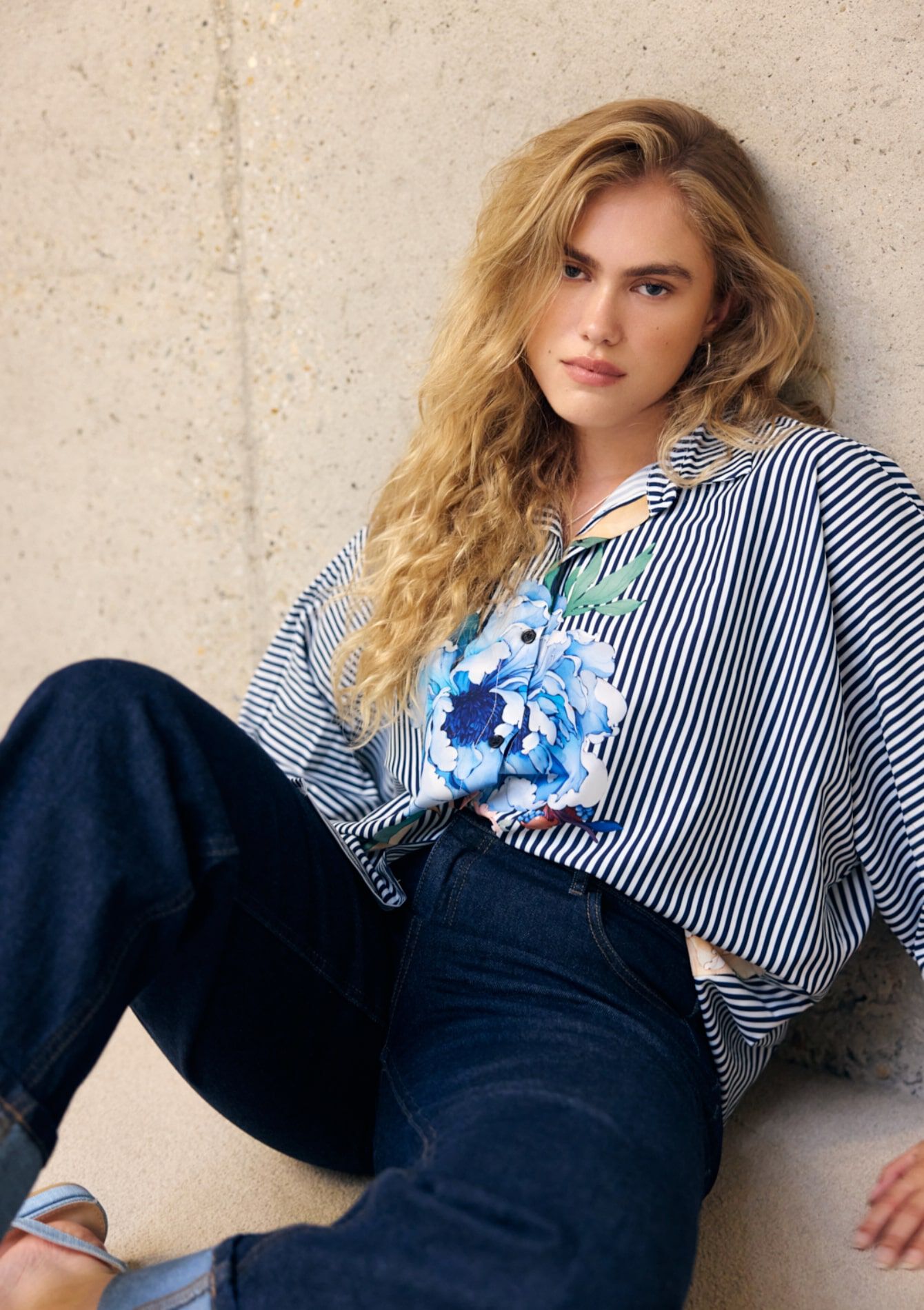 Overhemd met strepen en bloemenprint