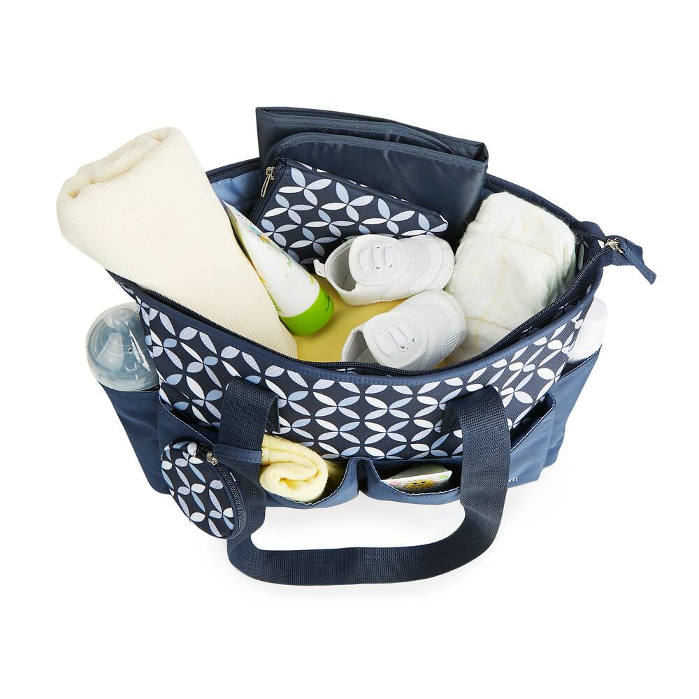 Baby Boom Ivy Tote Duffle Diaper Bag, Navy, 4-pc