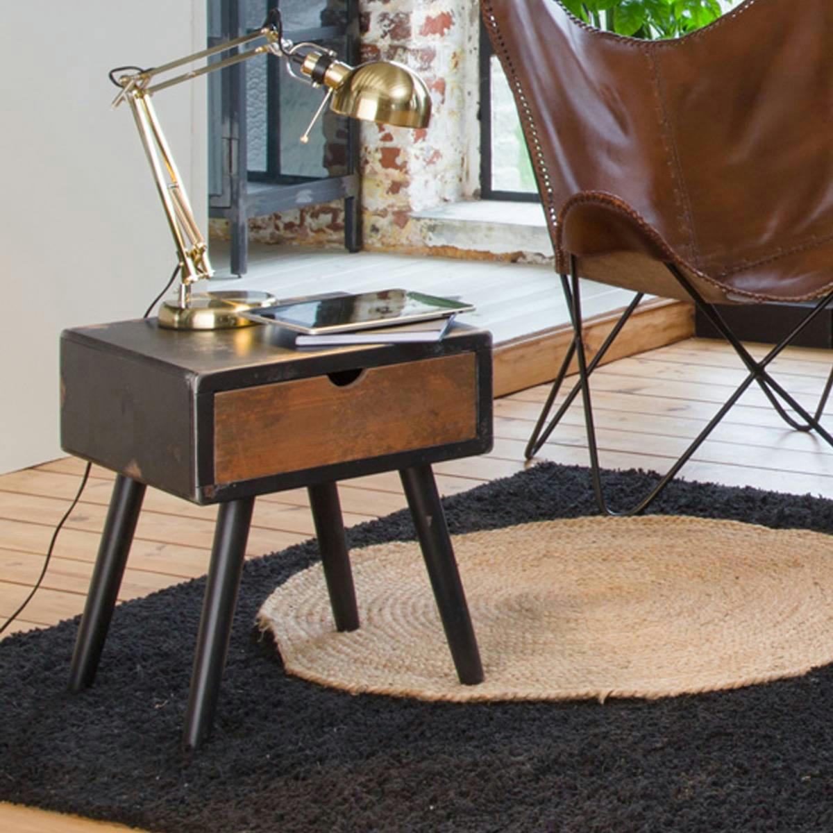 HOLLYWOOD - Chevet en bois noir 40 cm