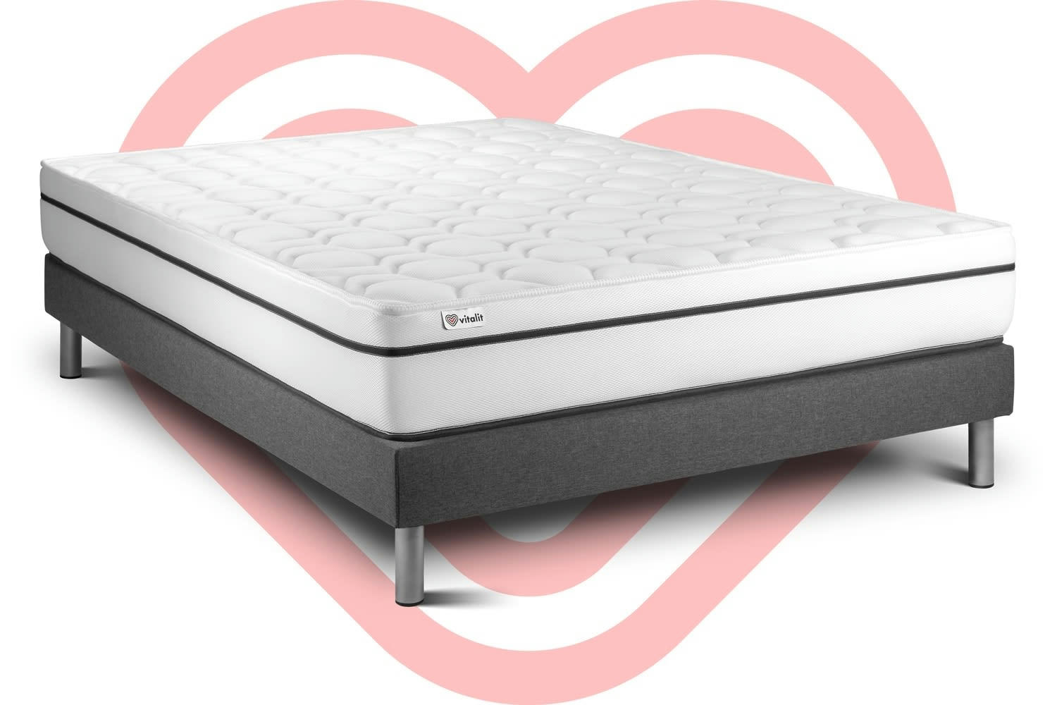 VITAL SPA - Ensemble Mousse  à mémoire de forme 160x200cm kit Gris