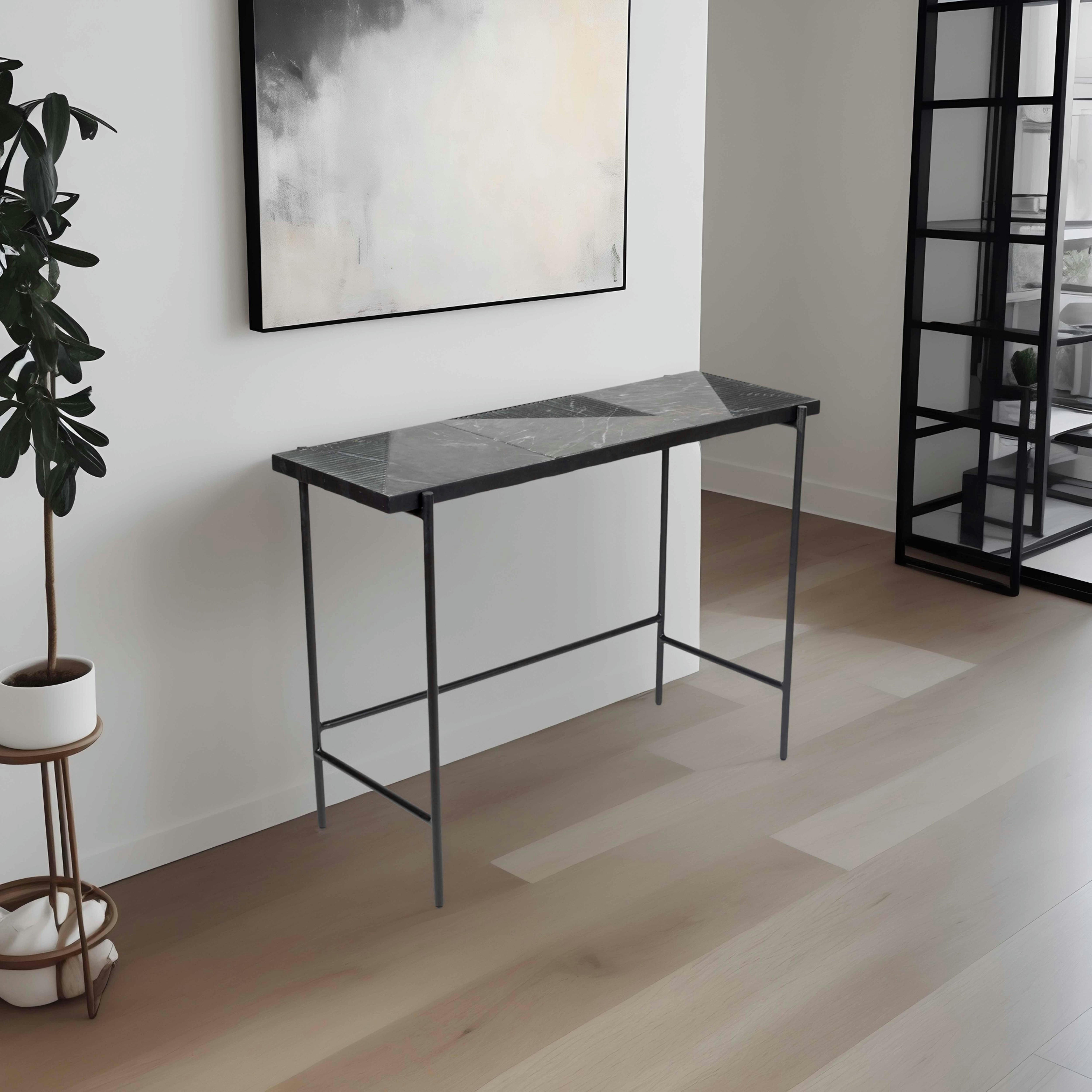 PAHELI - Console en marbre et métal 105 cm noir