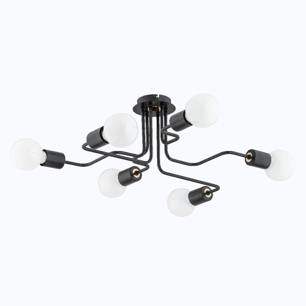 Lampa sufitowa czarna HARP 6xE27x15W wym: 25x65x55 cm Alfa