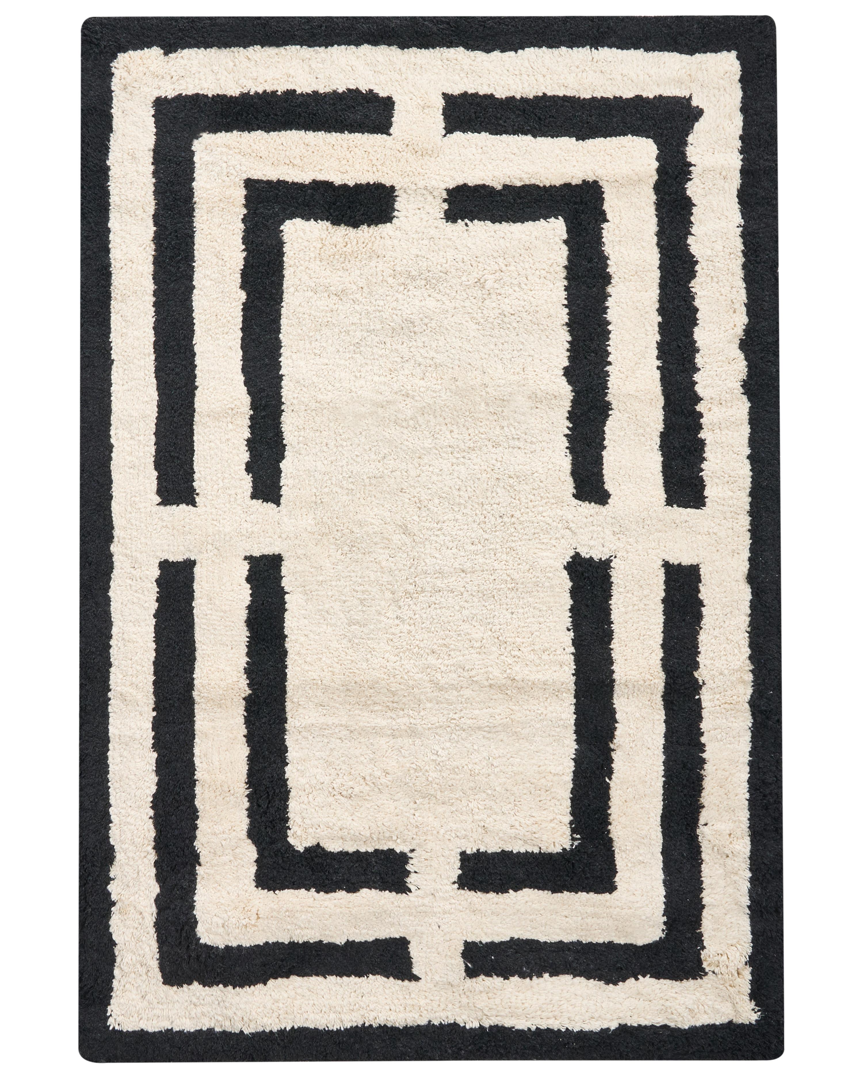 Bath Mat RISALU Black/ Beige 60 x 90 cm Cotton