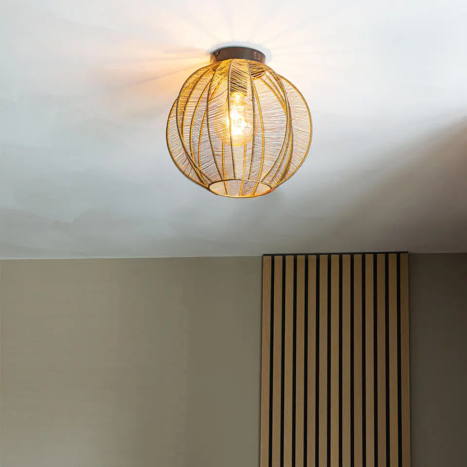 Qazqa plafondlamp dong bronskleurig e27