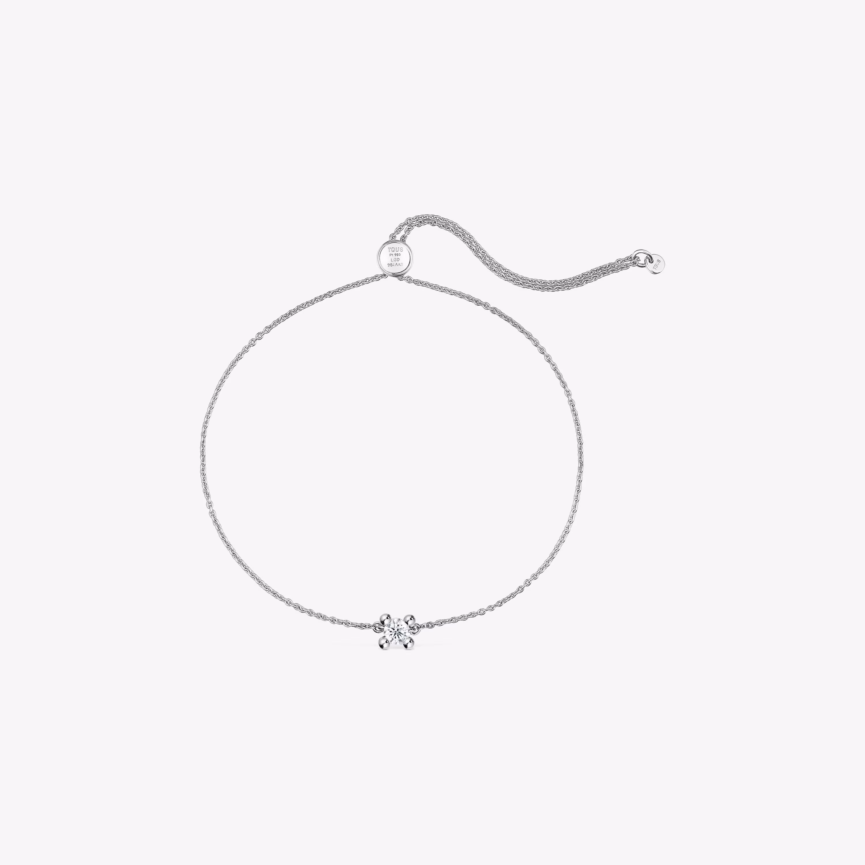 Pulsera cadena de platino con diamante creado en laboratorio Shine LGD
