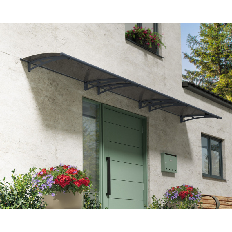 Marquise de porte Aquila gris foncé 453,5 x 91,5 cm CANOPIA