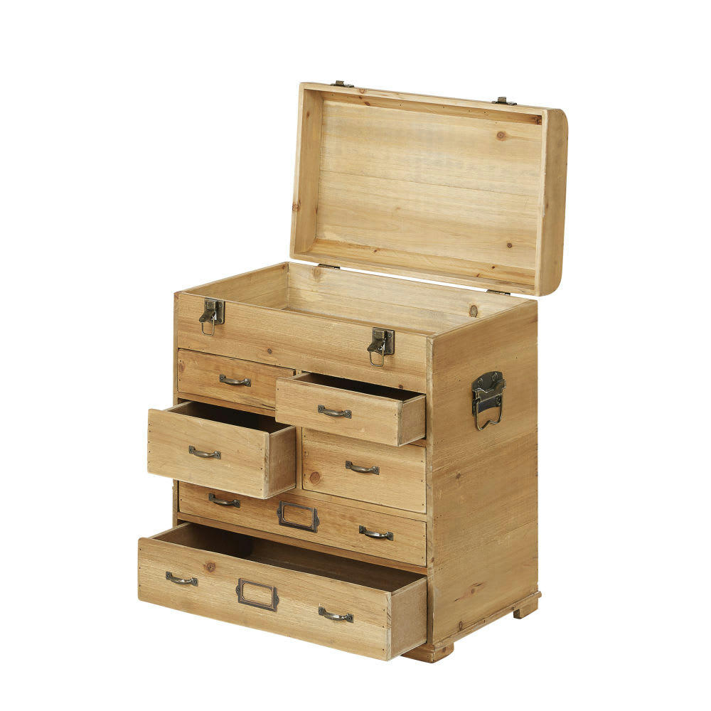 MARTIGUES - Petit meuble de rangement coffre 6 tiroirs en sapin