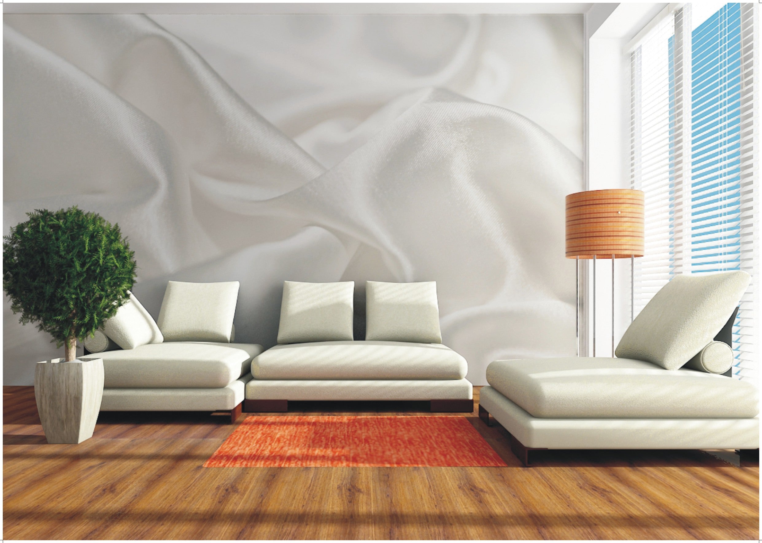 Sanders & Sanders fotobehang zijde met 3d effect wit - 375 x 270 cm - 600474