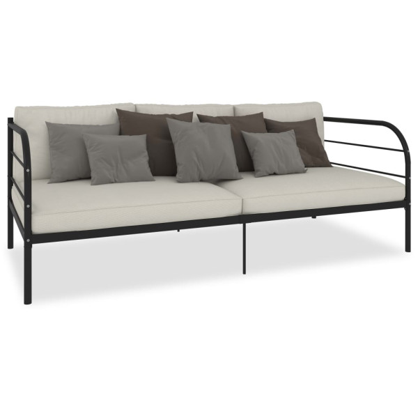 Łóżko Metalowe Rama Łóżka Ze Stelażem Do Pokoju Sypialni Czarna 90x200 cm