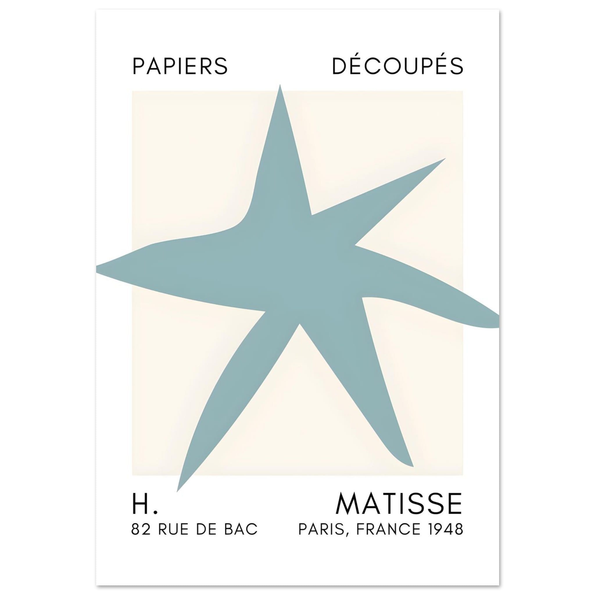 Artfulprints Poster Matisse – Star of the sea turquoise  - 70x100 cm - Turquoise